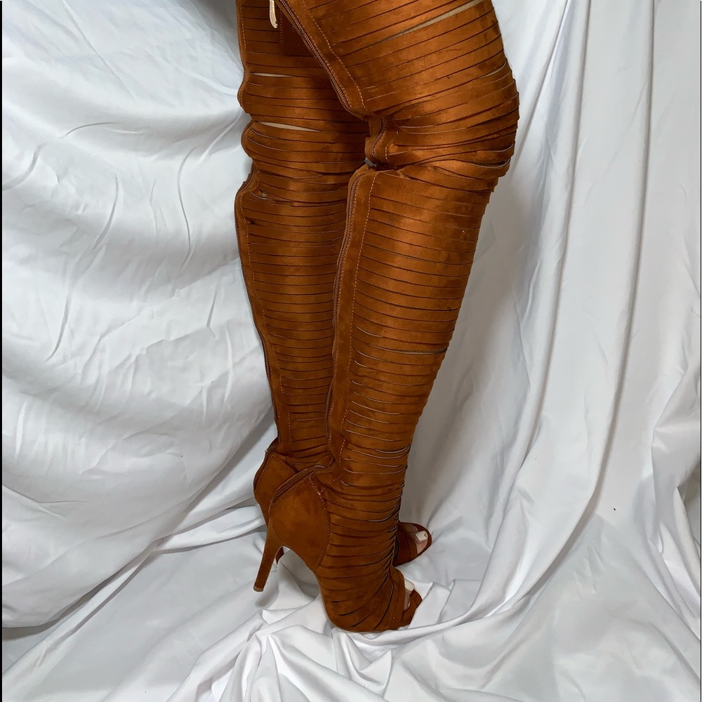 Thigh high boots.
